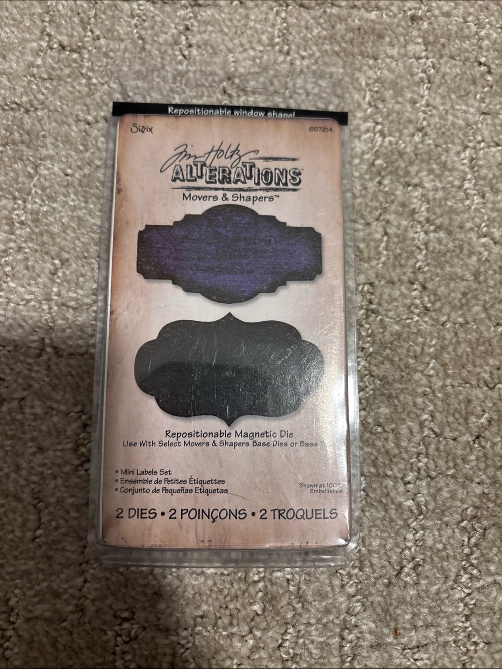 Sizzix Tim Holtz Alterations Mini Labels Set Movers Shapers Cutting Die 657214